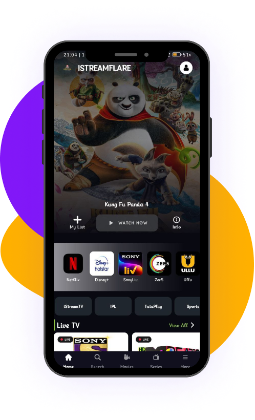 iStreamFlare App Screenshot - Premium Streaming Interface